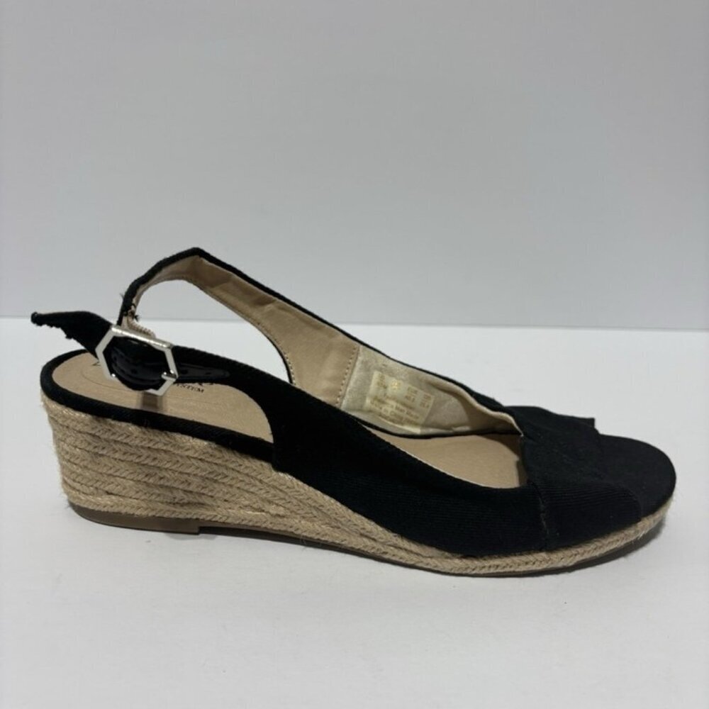 LifeStride Women’s Socialite Espadrille Wedge Sandals Black, Size 9.5 M